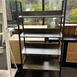 Industrial Bookshelves and Bookcases, Ladder Shelf 5 Tier with Metal Frame for Living Room,