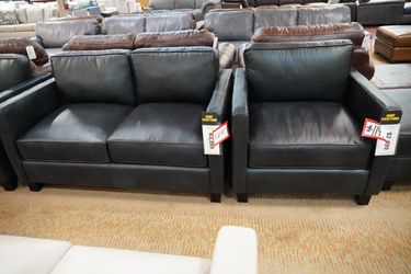 Leather Track Arm Loveseat — Rocky Mountain Leather (Black)