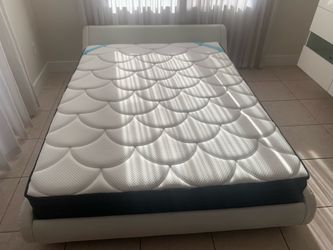 Queen bed frame and mattress