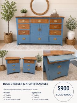 COASTAL BLUE DRESSER & NIGHTSTAND SET