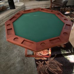 Eight Sided Game Table With Green Felt Center