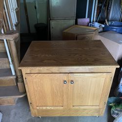 Custom Oak Center Island On Wheels