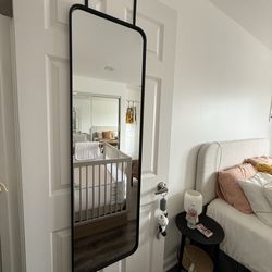 Over-the-Door Black Framed Mirror