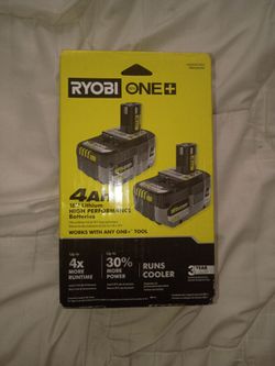 (2) RYOBI 4 Ah 18V High Performance Batteries