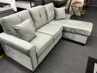 Gray Velvet Reversible Chaise Sectional  🔥ON SALE🔥  👍90 days FREE FINANCING ❗ 