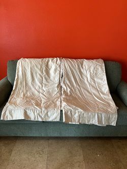 ChrisMadden curtains, JCP Home, ivory. One curtain has a small tear. 96 inches by 52 inches.