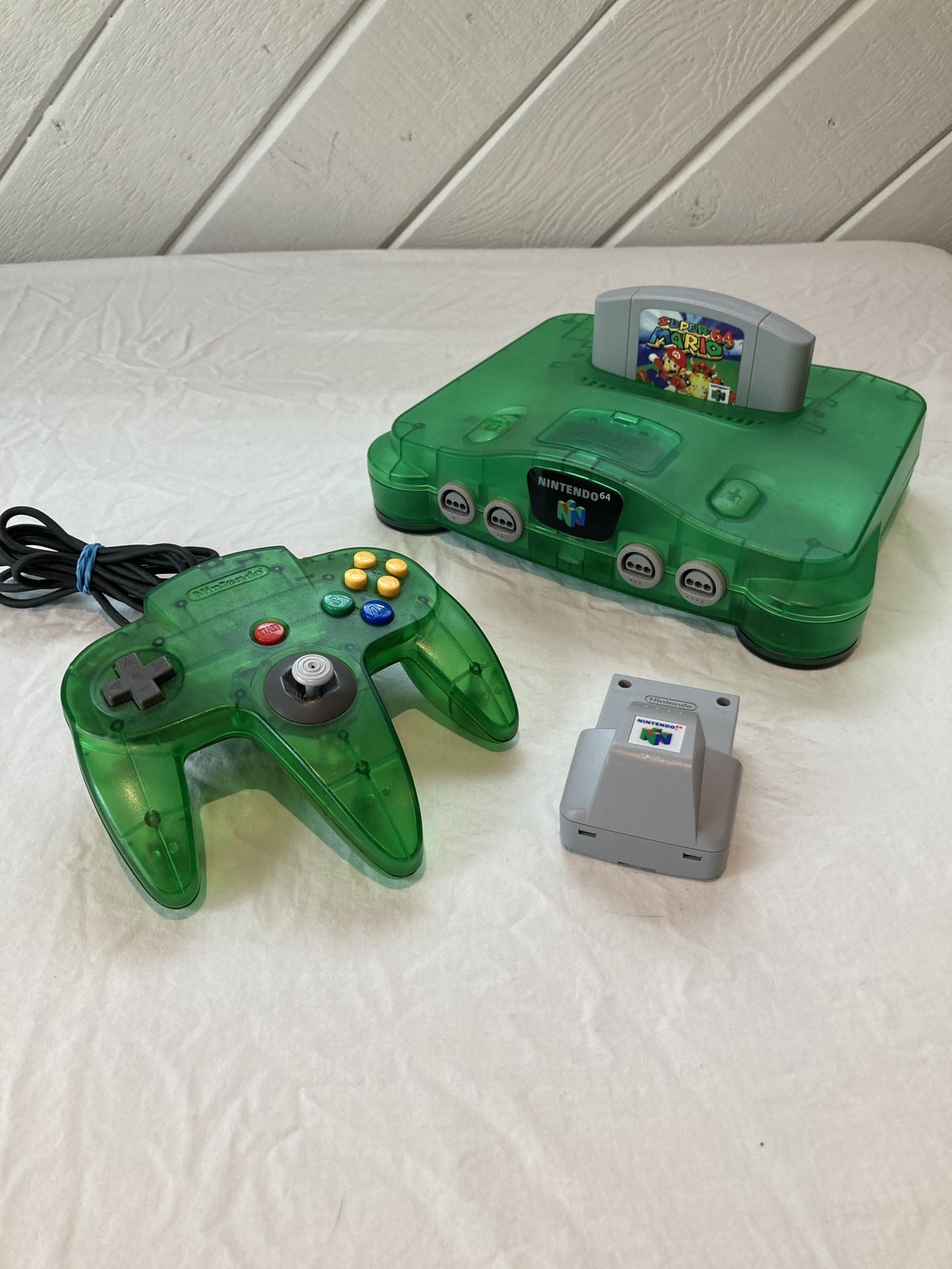 Nintendo 64 N64 Funtastic Jungle Green Bundle With Super Mario, Rumble, And Expansion Pack