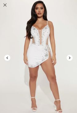Fashion Nova Embellished Mini Dress - White Size Small