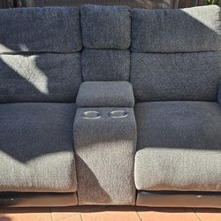 2 Seat Grey Reclining Sofa