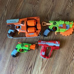 Lot Of 4 Nerf Guns