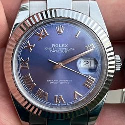 Rolex Datejust 41mm Blue Roman Numeral Dial 