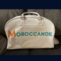  Moroccan Oil 18" White Vinyl Tote Bag Beach Gym Overnight Travel Shoulder Strap  Bag 
