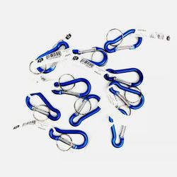 Lot of (10) Omega Pacific Blank Mini-Pear Blue Carabiner