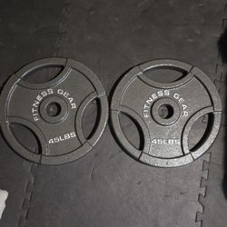 45's easy grip Olympic weight plates and puzzle foam mat 4×6 ft **** Read Ad