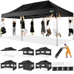 NIB COBIZI 10x20 Heavy Duty Pop up Canopy Tent with 6 sidewalls Easy Up Commercial Outdoor Canopy