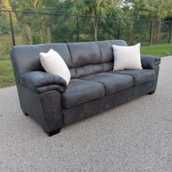 Ashley HomeStores Slate Gray Suede Sofa