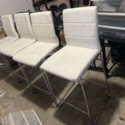 4 High Top Bar Stools Chairs White