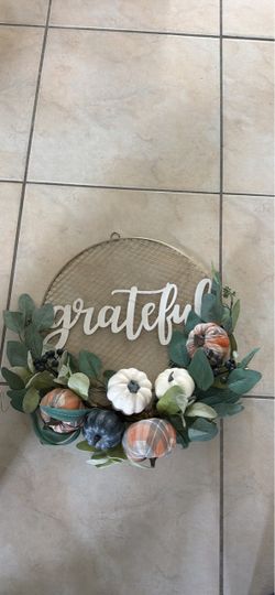 Grateful Fall Pumpkin Decorative Wreath