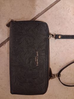 Darcy Marks London Black Embossed Crossbody Wallet
