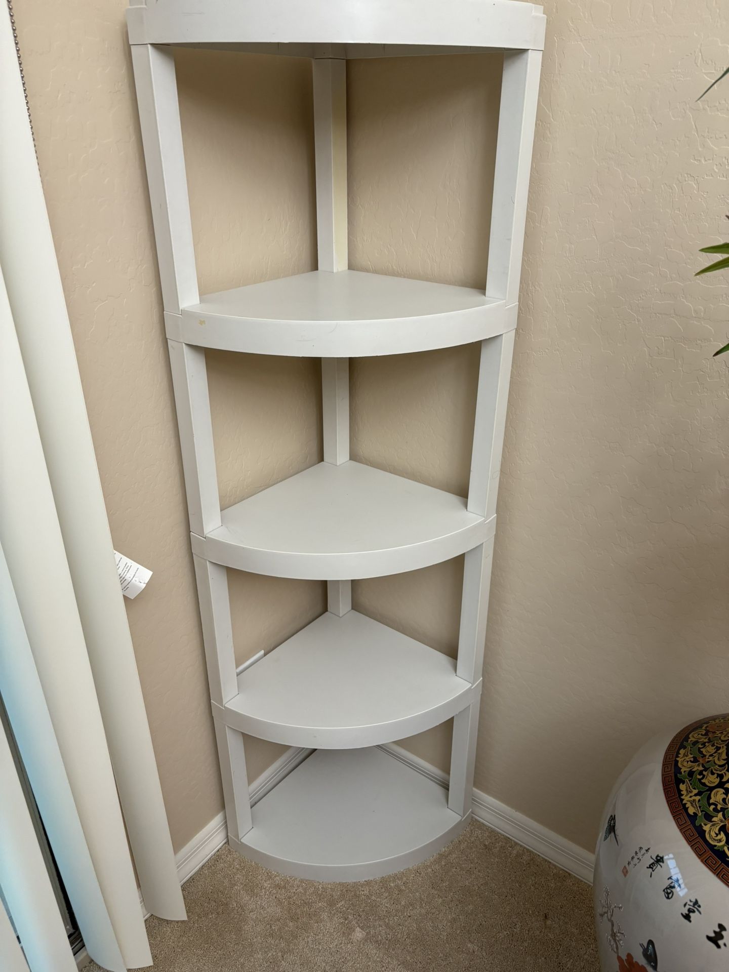 White Five-tier Corner Shelf Unit Stackable 60in Tall x 15in x 15in