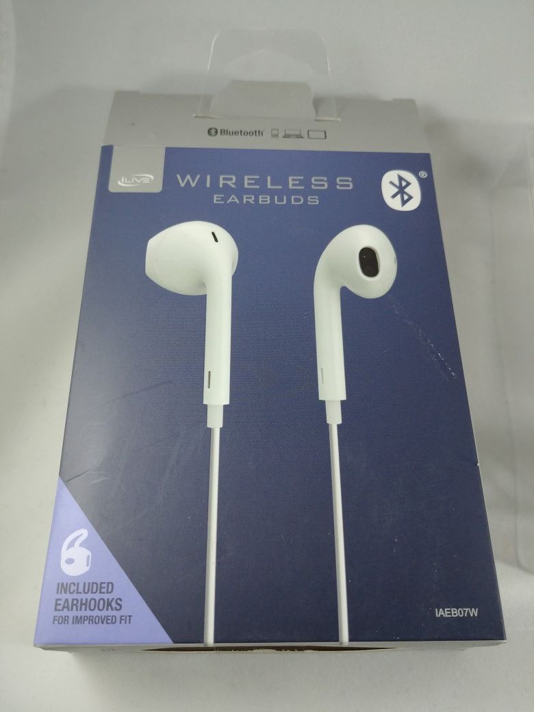 Wireless Bluetooth iLive Headphone Earbud Headset For iPhone/Android (white)