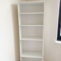 Clean White 5-Shelf Bookcase – Excellent Condition