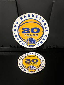 2 Rare GOLDEN STATE WARRIORS NBA Basketball CAMP 20 YRS Fridge MAGNET 8” and 6”