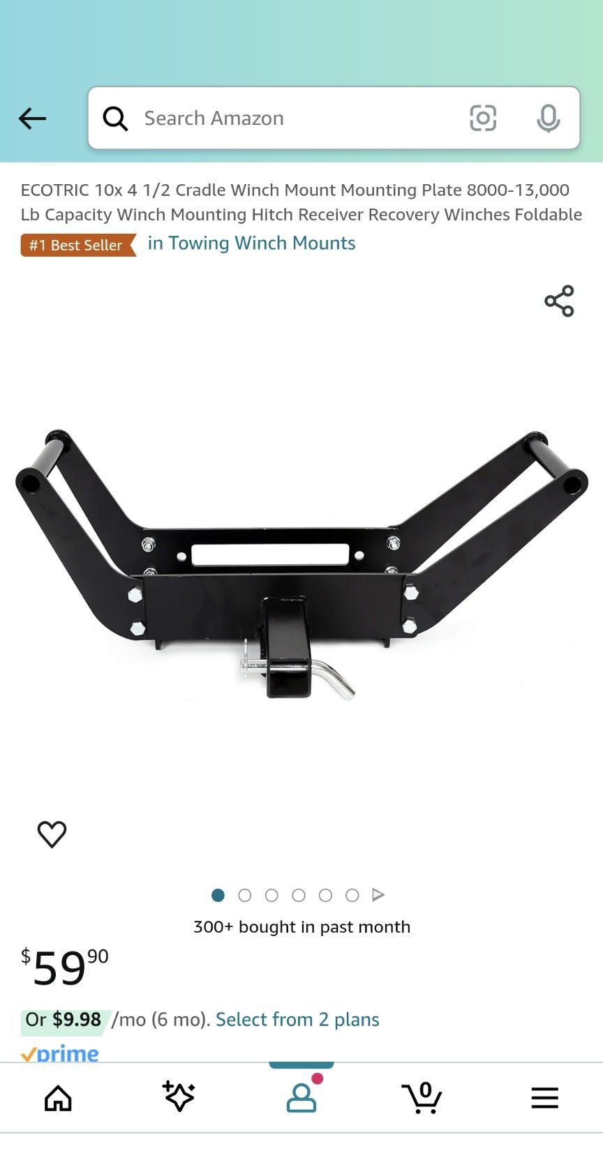 ECOTRIC 10x 4 1/2 Cradle Winch Mount Mounting Plate 8000-13,000 Lb Capacity Winch Mounting Hitch Receiver Recovery Winches Foldable