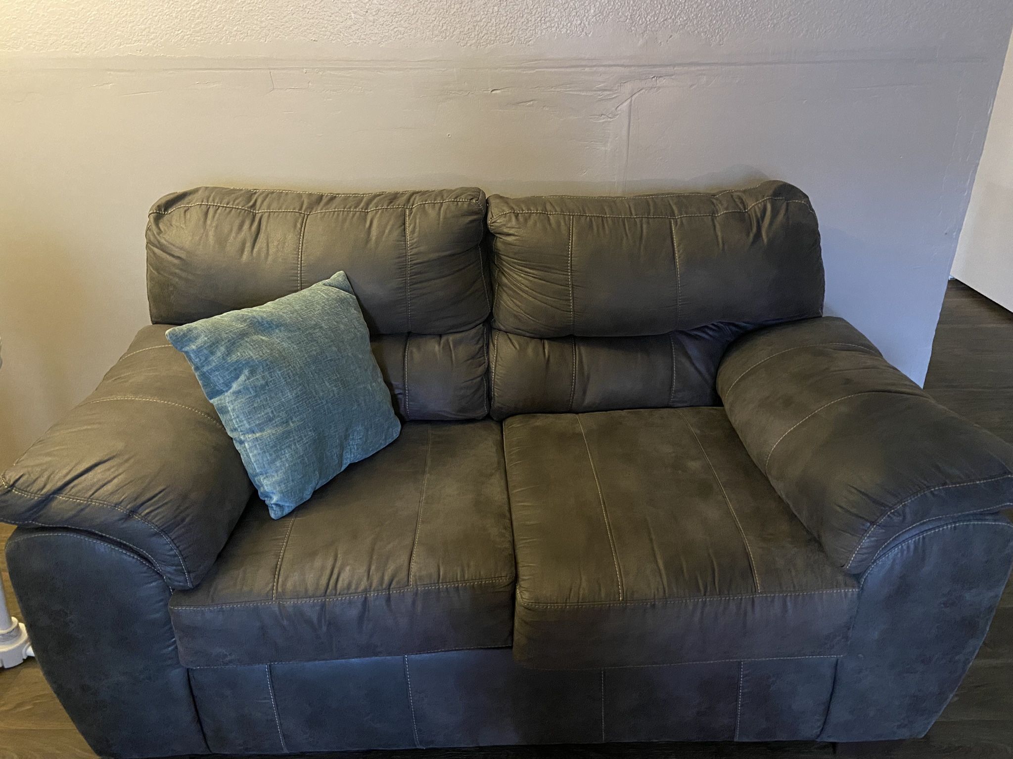 Grey Faux Leather Couch