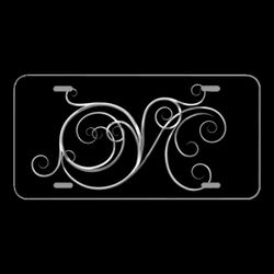 License Plate Novelty Car Front Silver Flourish Invitations Special