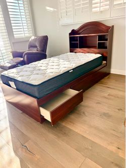 Set of 2 Twin Beds with Storage Drawers & Shelves (Or buy Separate)– Excellent Condition