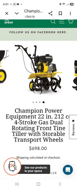 Champion Power Equipment 22-inch 212cc 4-Stroke Gas Garden Front Tine Tiller.