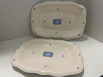 2 Pfaltzgraff Maison Blue Rectangular Serving Platter Tray 15”- Retired Pattern Set of 2