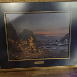 Beach bonfire painting