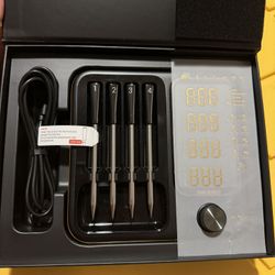 Inkbird INT-14S-BW Wireless Digital Meat Thermometer, 4 Probes, Black/orange