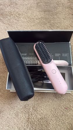 Pink Electric Hair Straightener Brush with Case