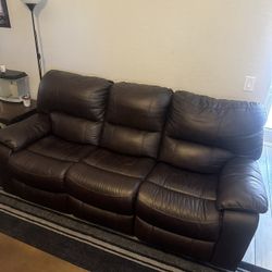 Ashley Furniture Authentic Leather Leesworth Power Reclining Sofa Couch (three seater)
