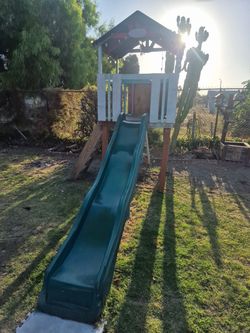 Wooden Backyard Playset with Slide