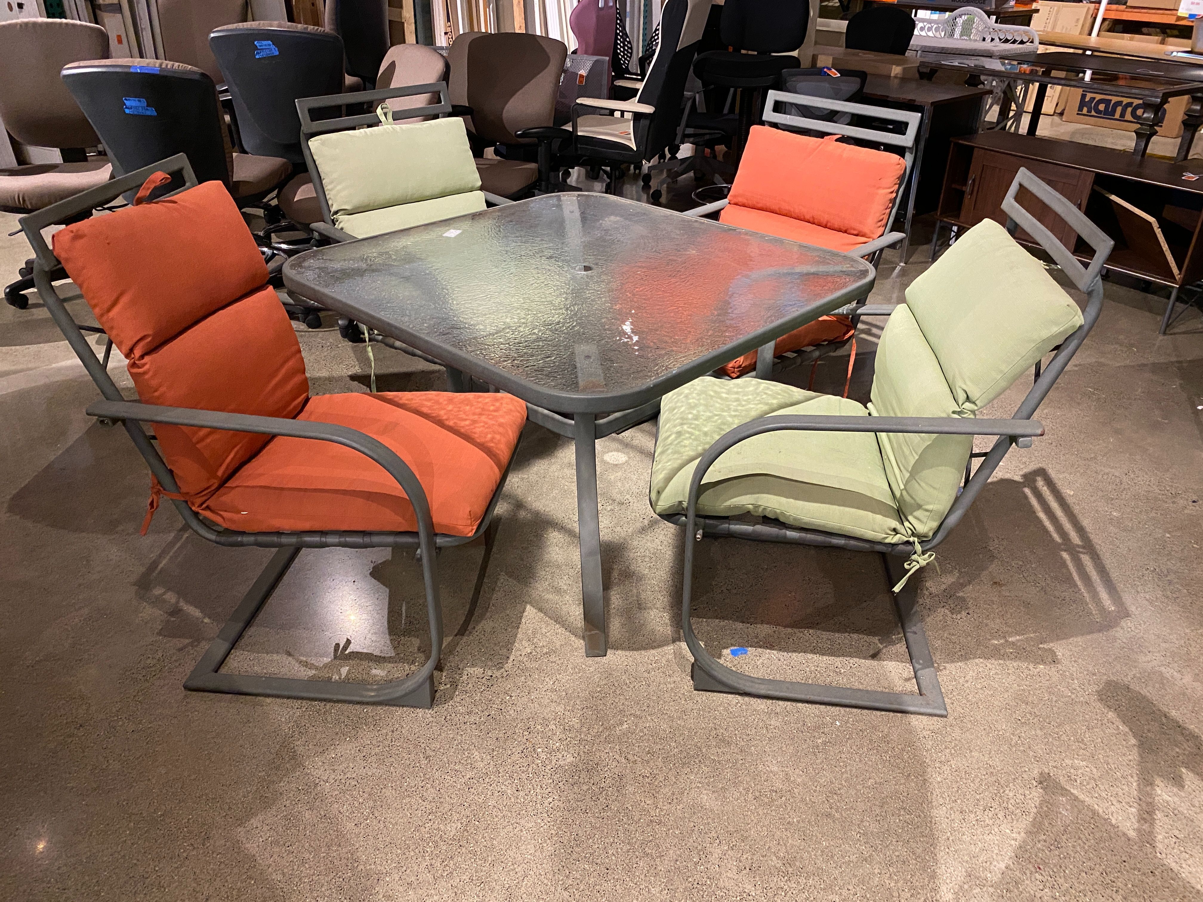 Outdoor Square Table with 4 Cushioned Chairs