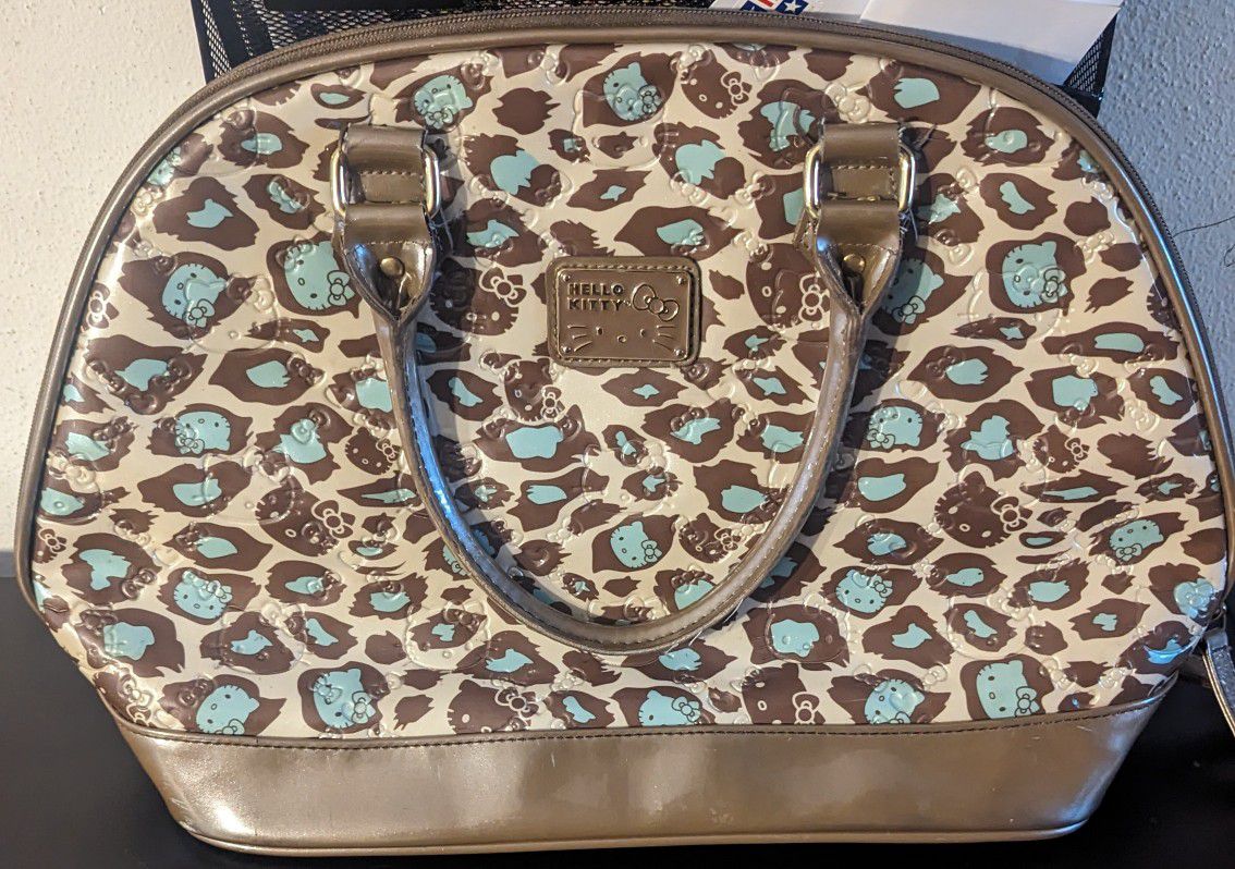 Hello Kitty Sanrio Purse Cheetah Pattern Patent Leather 