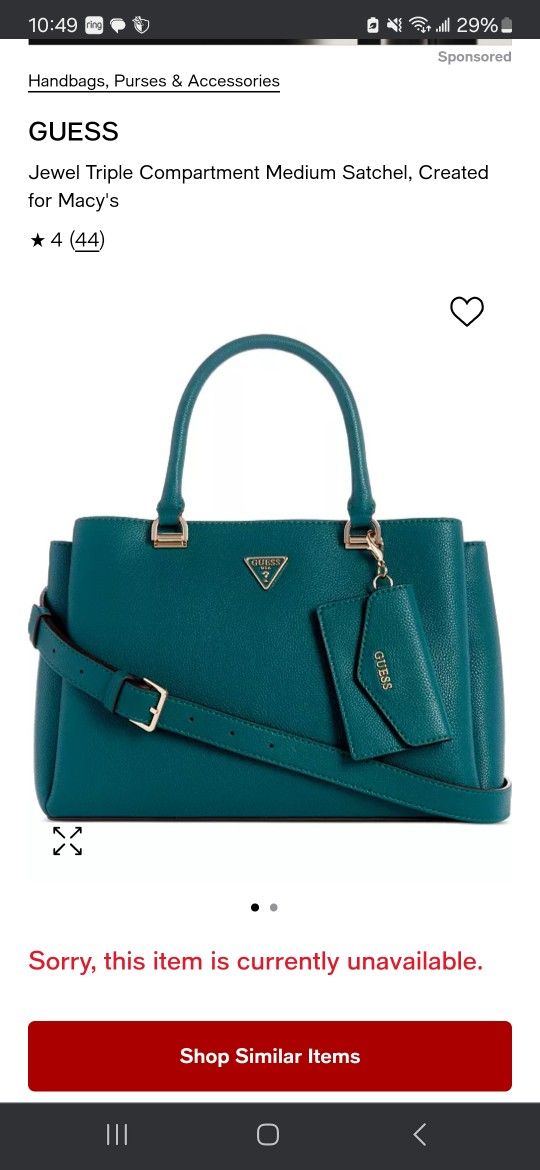Teal Guess Medium Satchel Crossbody Purse