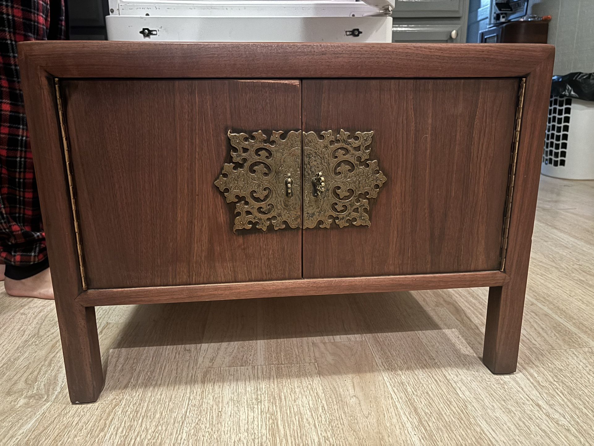 Asian Inspired Solid Wood Side Table Cabinet