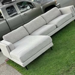 FREE DELIVERY Living Spaces Sectional Couch w/ DEEP Cushions & Oversized Chaise
