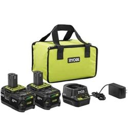 RYOBI 18V ONE+ Lithium+ 4.0 Ah Battery 2-Pack Starter Kit with Charger and Bag, PSK003

