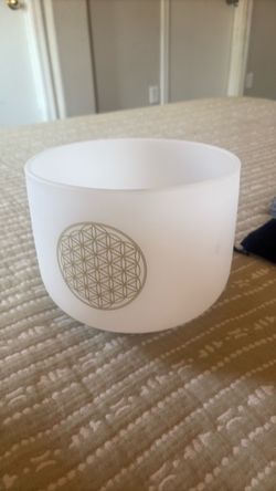 Frosted Crystal Singing Bowl Flower of Life
