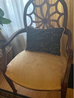 Tanish/ Gold Fabric Arm Chair