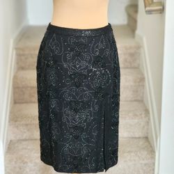 Escada DESIGNER Black Beaded and Sequin Skirt! Never WORN!