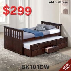 TWIN BED PLUS TRUNDLE WITH DRAWER SPECIALS EASY CREDIT FINANCE NO CREDIT CHECK NO MONEY DOWN