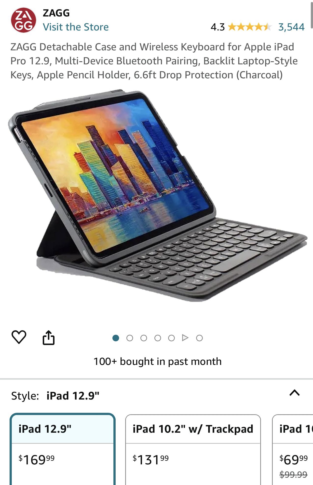 ZAGG Detachable Case and Wireless Keyboard for Apple iPad Pro 12.9