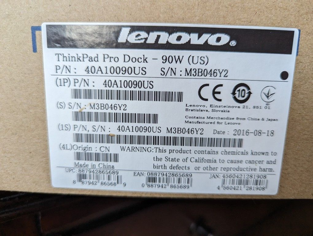 Lenovo 40A10090US ThinkPad Pro Dock 90W for ThinkPad Laptop NEW in unopened box

